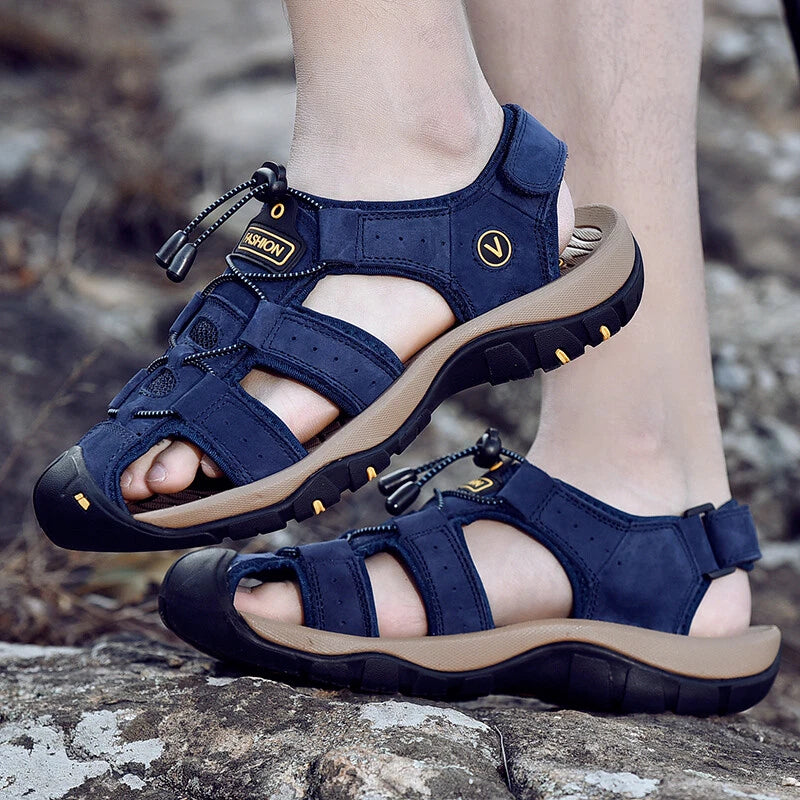 Genuine Leather Men's Casual Sandals Hiking Rome Beach Garden Slippers Sneakers