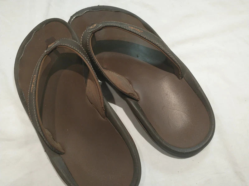Olukai Ohana Flip Flop Mens Size 12 Brown Slipper Slide Thong Beach Surf Sandals