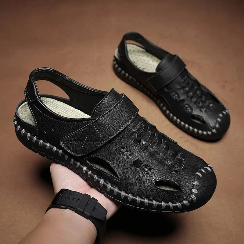 Handmade Genuine Leather Sandals for Men Summer Beach Sandals Men Slippers Shoes