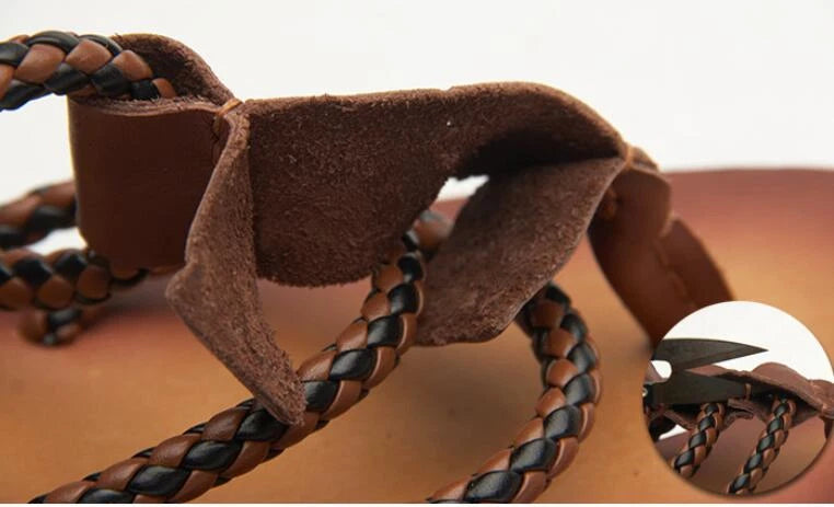 Summer Beach Men Leather Slipper Strappy Flat Roman Shoes Slingback Thong Sandal