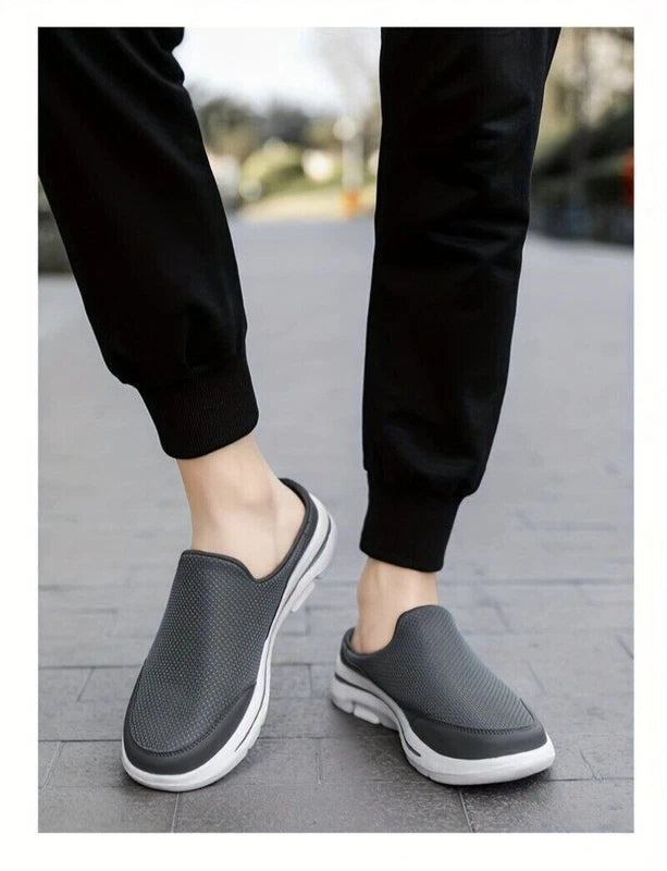 Men's Slip-on Mules Half Sneakers Casual Walking Shoes Outdoor Backless Sneakers