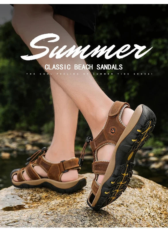 Sandals for Men Summer Outdoor Beach Shoes Casual Womens Leather Sneakers