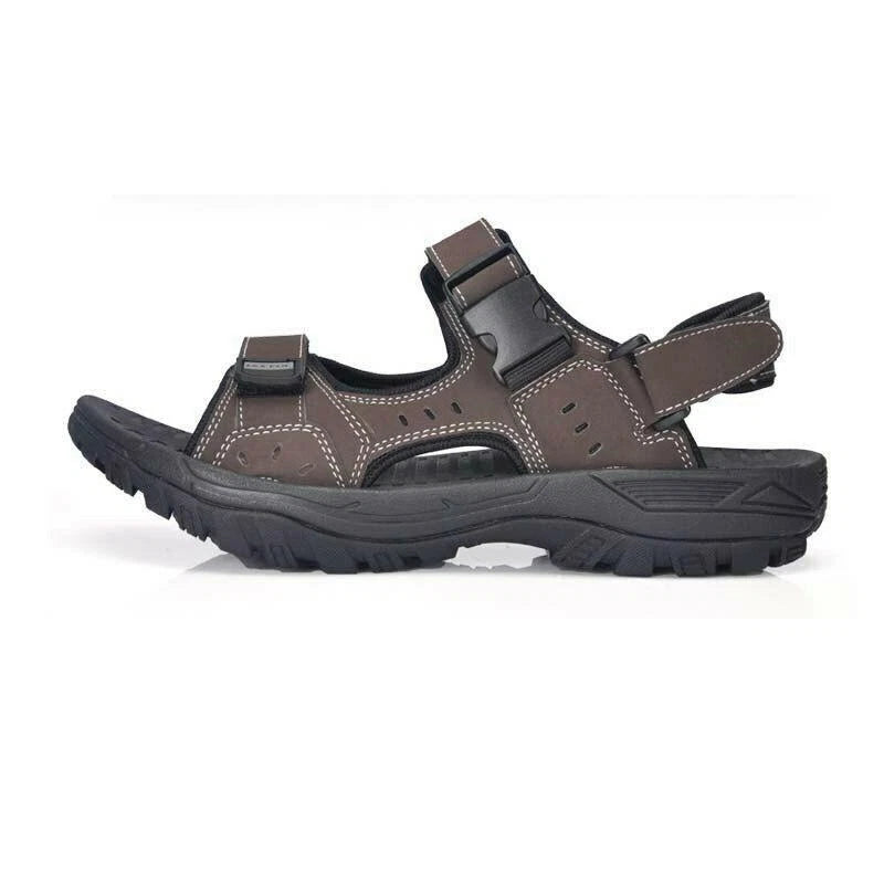 Mens Open Toe Leather Sandals Casual Beach Shoes Trekking Hiking Summer Slippers