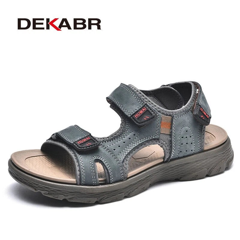 Summer Mens Sandals Outdoor Beach Slippers Genuine Leather Non-slip Casual Shoes