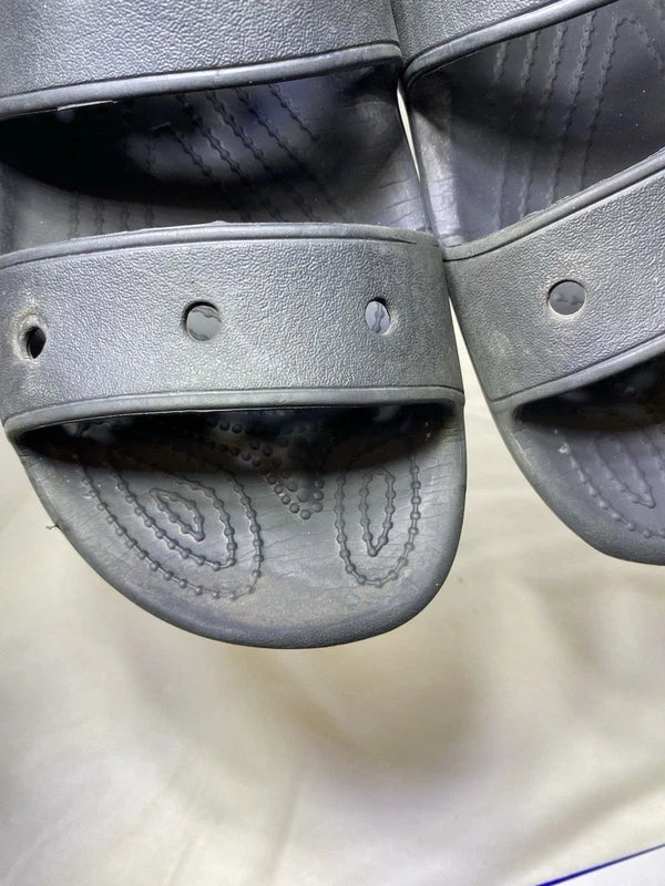 Crocs Sandals Mens Size 10 Womens 12 Black Two Strap Slide Beach Pool Shoes
