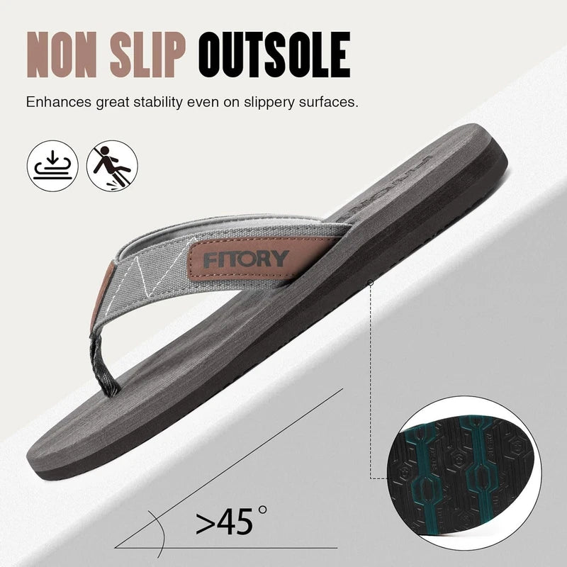 FITORY Men's Flip-Flops, Thongs Sandals Comfort Slippers for Beach 10, Grey