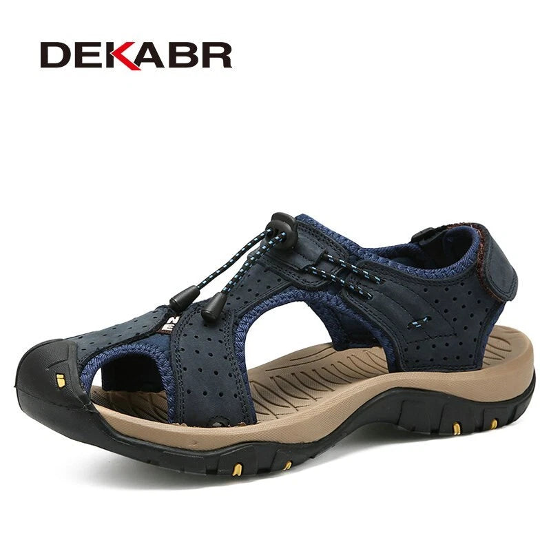 Genuine Leather Men's Sandals Summer Shoes Beach Slipper Outdoor Casual Sneakers
