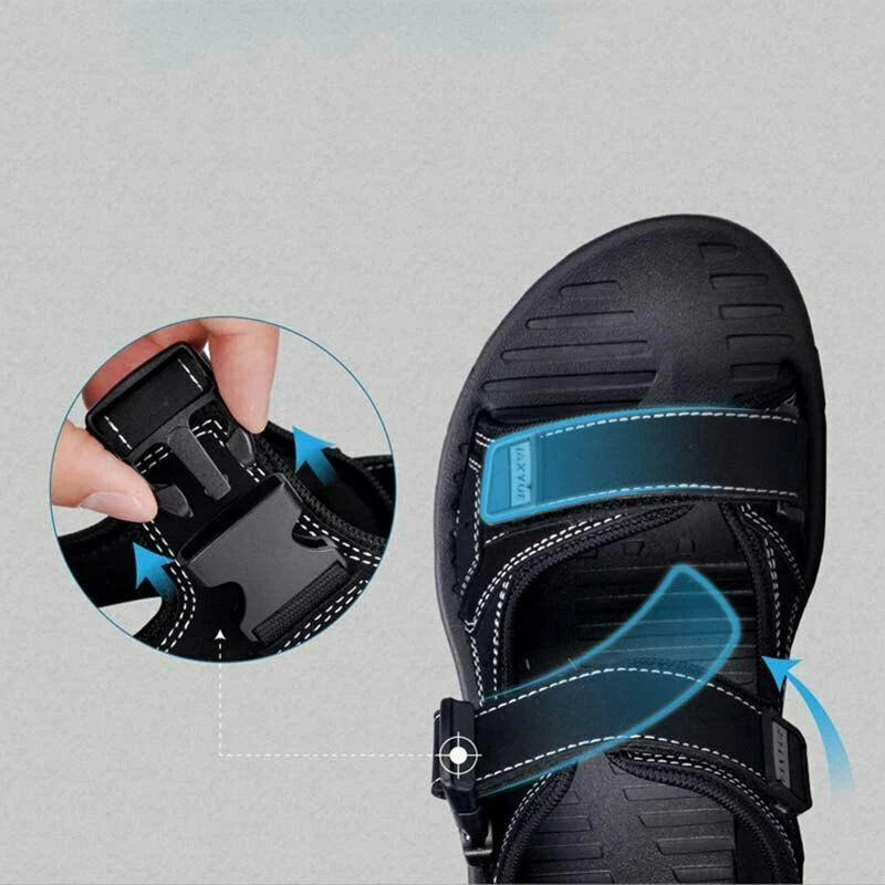 Mens Open Toe Leather Sandals Casual Beach Shoes Trekking Hiking Summer Slippers