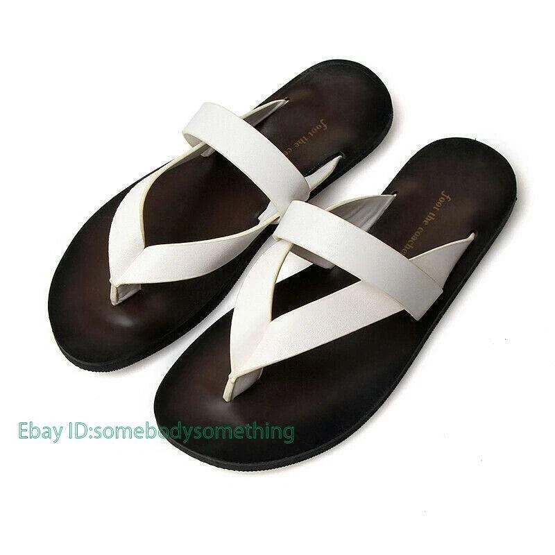 Summer Fashion Mens Beach Outdoor Leather Sandals Strap Shoes Anti-slip Slippers