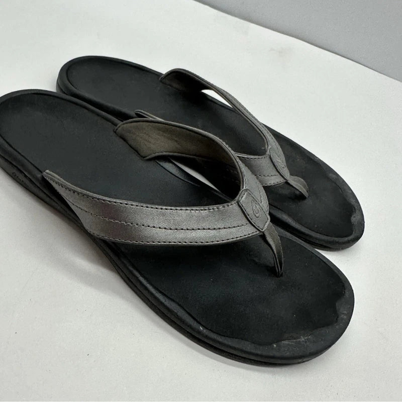 Olukai Ohana Womens 10 Toe Thong Sandals Slip On Beach Shoes Leather