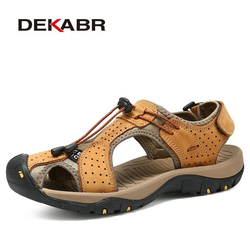 Genuine Leather Men's Sandals Summer Shoes Beach Slipper Outdoor Casual Sneakers