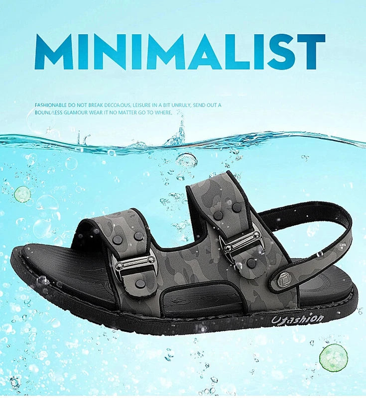 Outdoor Sandals Mens Slippers Fashion Breathable Beach Sandals Leather Sandalias