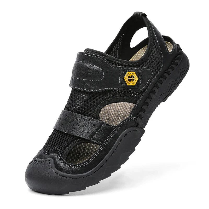 Classic Summer Large Size Men's Sandal Leather Slippers Breathable Beach Sandals