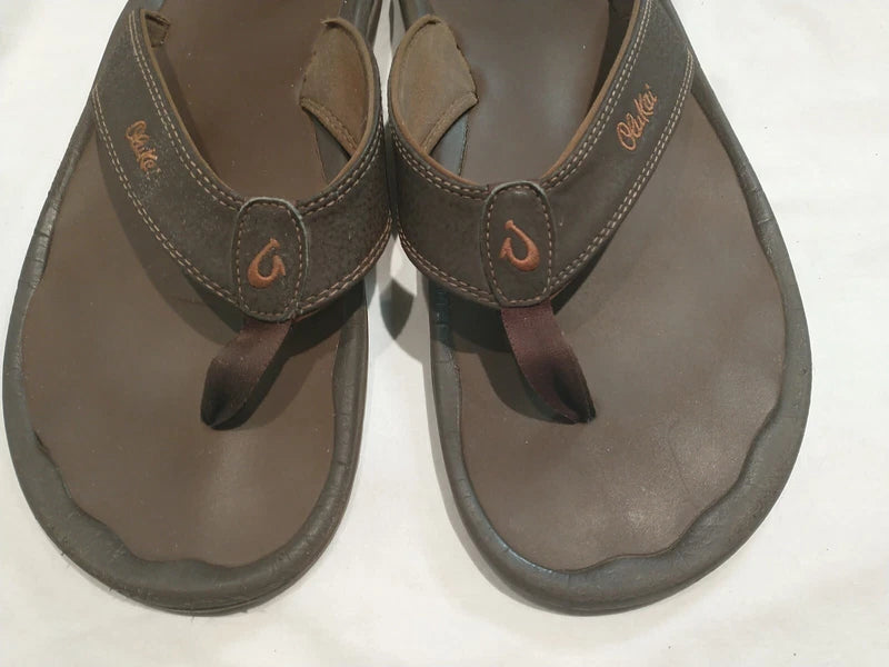Olukai Ohana Flip Flop Mens Size 12 Brown Slipper Slide Thong Beach Surf Sandals