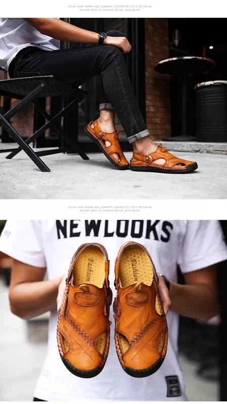 Summer Sandals Men Leather Slipper Outdoor Sneaker Beach Rubber Trekking Sandals