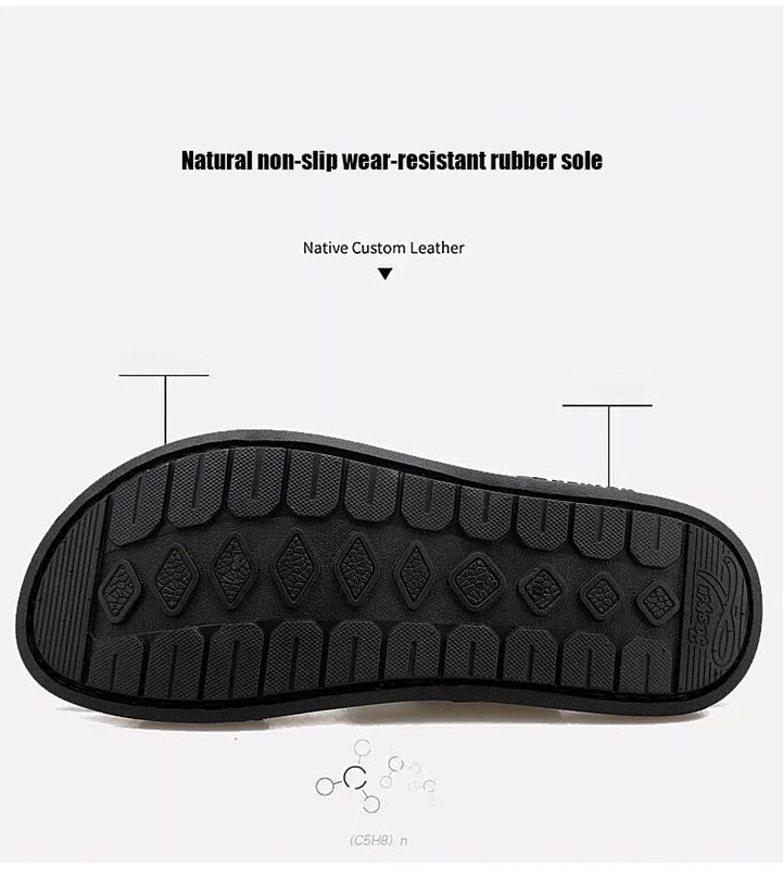 Outdoor Sandals Mens Slippers Fashion Breathable Beach Sandals Leather Sandalias