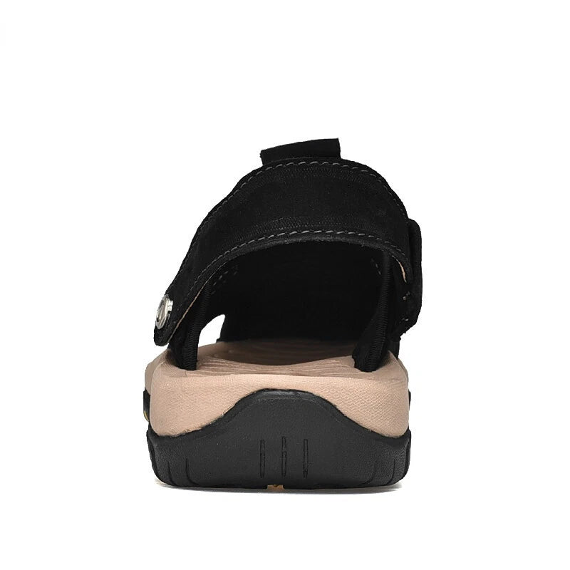 Mens Sandals Genuine Leather Summer Casual Shoes Outdoor Beach Slipper