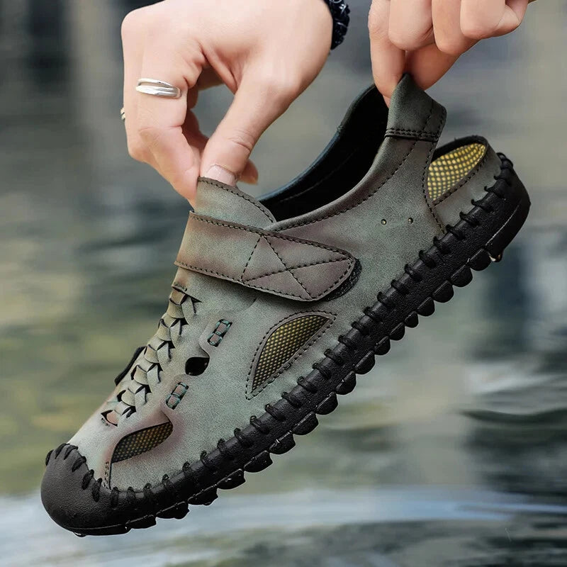 Handmade Genuine Leather Sandals for Men Summer Beach Sandals Men Slippers Shoes