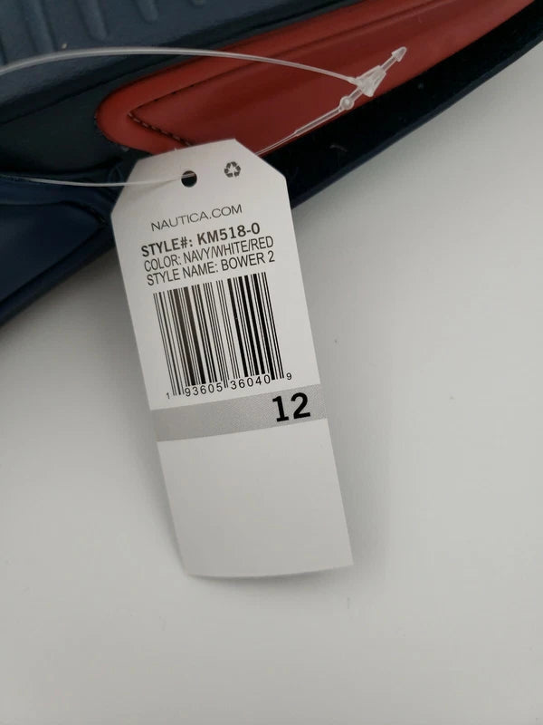 Nautica Bower Athletic Adjustable Slides Sandals, Mens Size 12, Navy White & Red