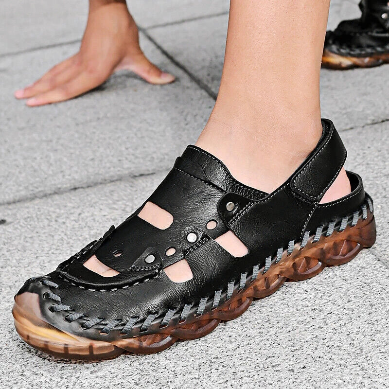 Causal  Summer Mens Sandals Leather Shoes Wear Resistance Roman Beach Slippers