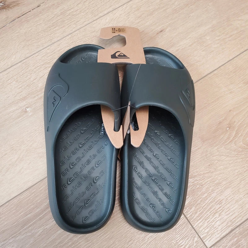New Quiksilver Cloudbreak Black Slides Slippers Sandals Mens Size 12
