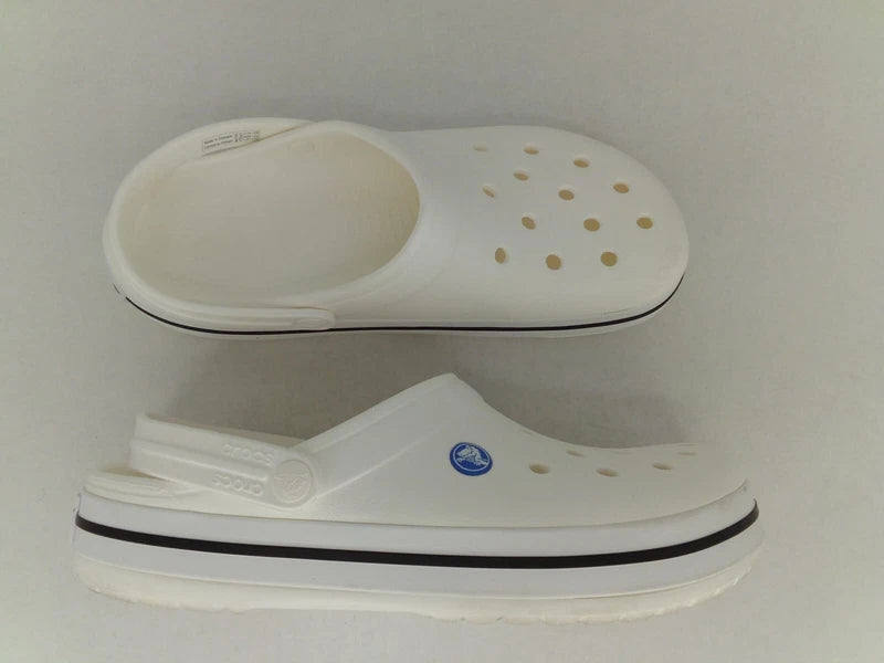 Crocs Unisex Crocband Clog Sandals, White, Men's 9/Women's 11