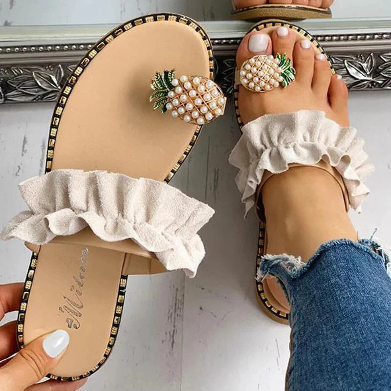 Women Slipper Flat Toe Bohemian Summer Beach Sandals Ladies Shoes