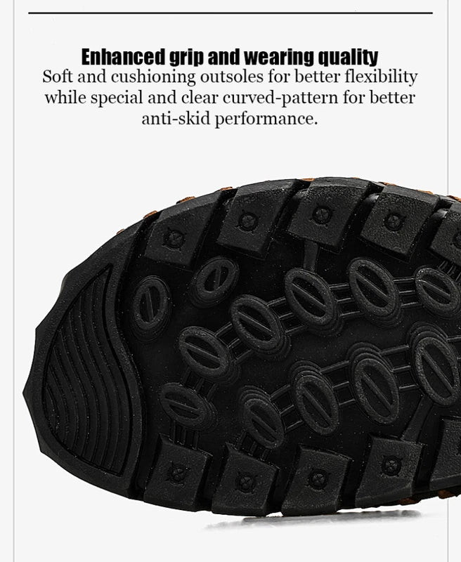 Summer Genuine Leather Beach Mens Sandals Soft Breathable Shoes Outdoor Slippers