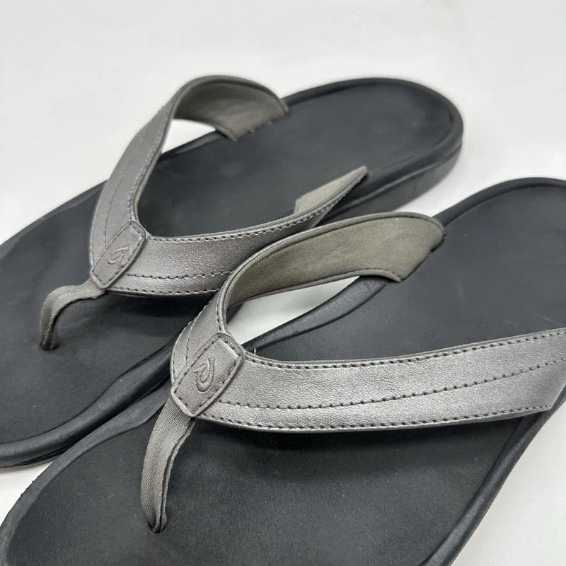 Olukai Ohana Womens 10 Toe Thong Sandals Slip On Beach Shoes Leather