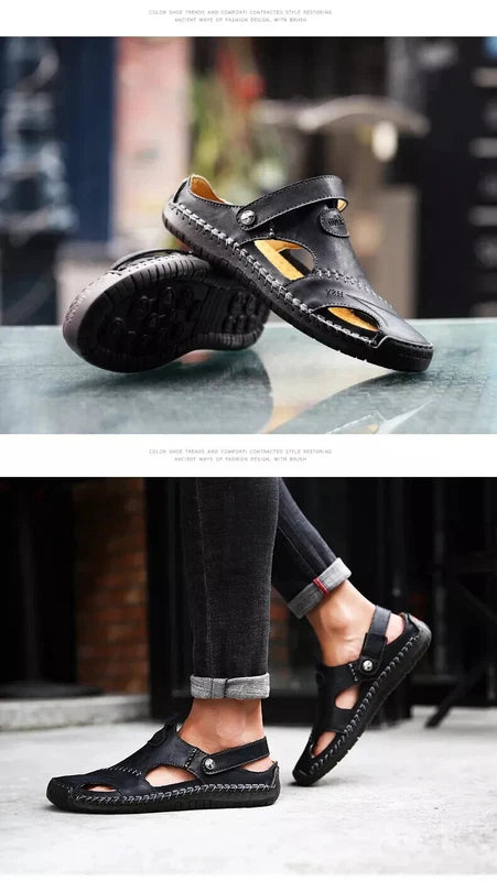 Summer Sandals Men Leather Slipper Outdoor Sneaker Beach Rubber Trekking Sandals