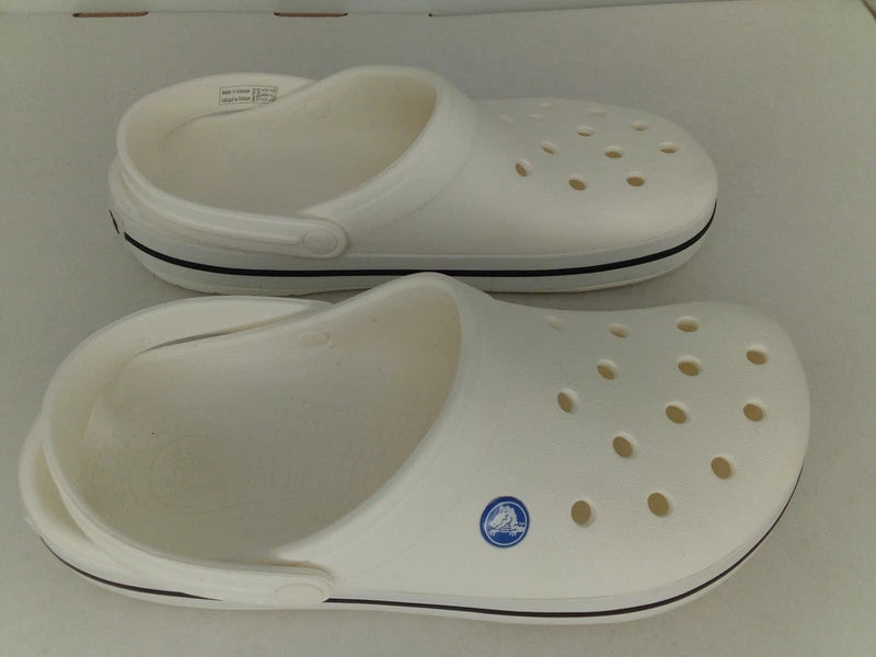 Crocs Unisex Crocband Clog Sandals, White, Men's 9/Women's 11