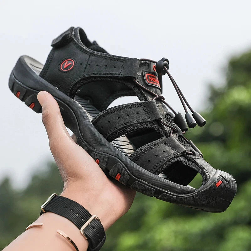 Summer Men Sandals Leather Casual Breathable Outdoor Beach Slipper Fashion Shoes