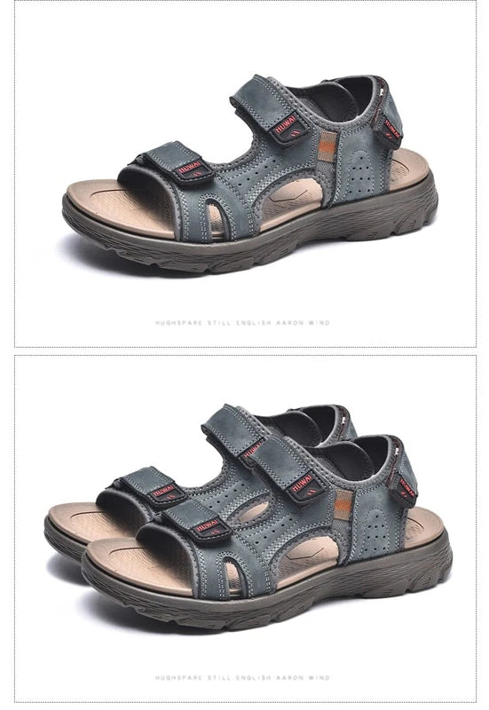Summer Mens Sandals Outdoor Beach Slippers Genuine Leather Non-slip Casual Shoes
