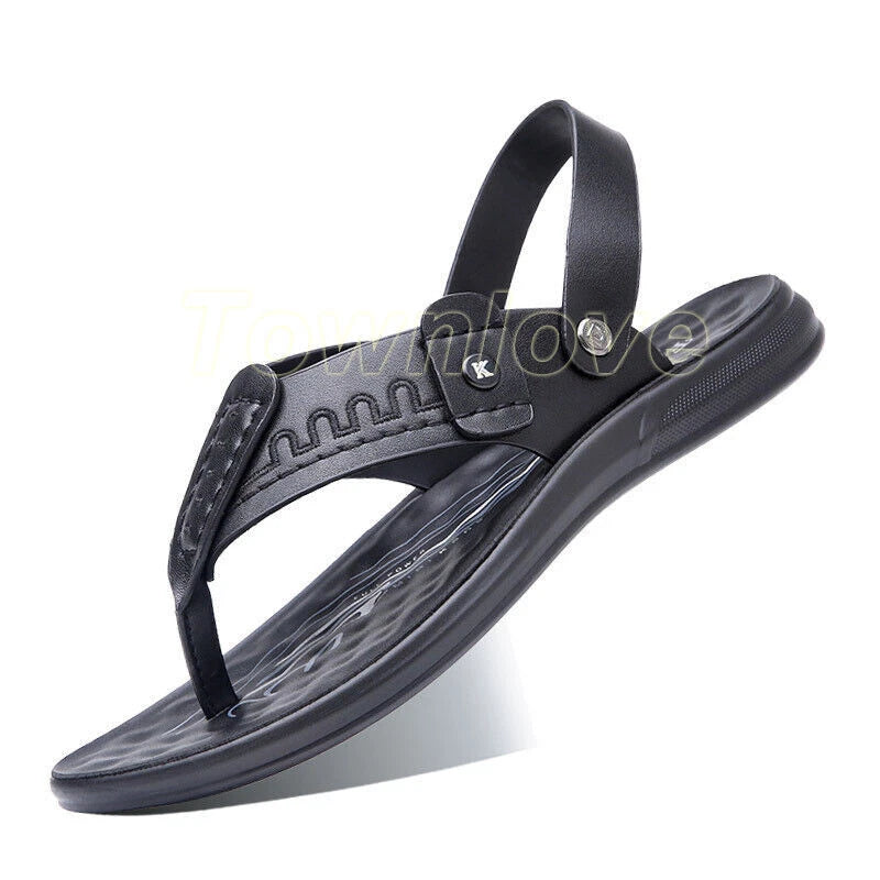 Men's Summer Hollow Out Sandals Flats Casual Flip-Flops Slippers Beach Shoes