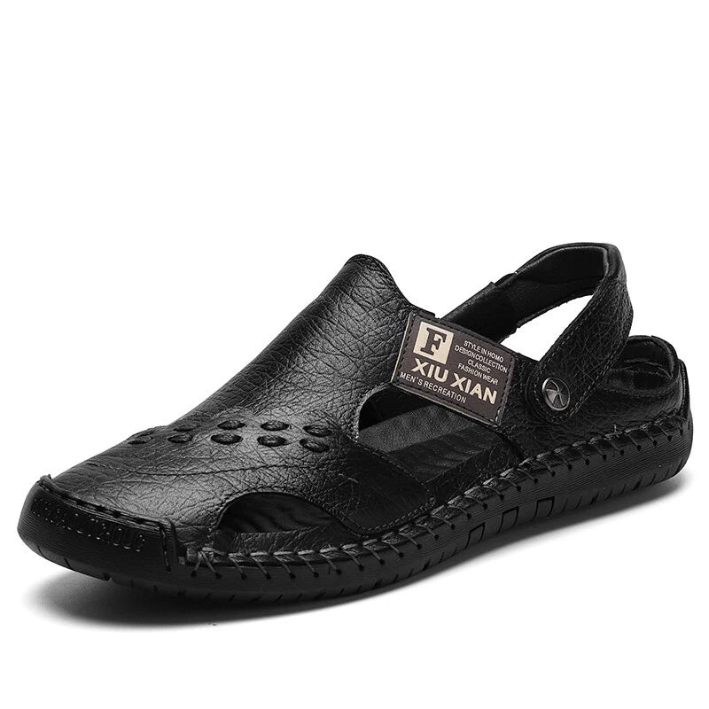 Genuine Leather Sneakers Summer Mens Casual Sandals Outdoor Beach Roman Slippers