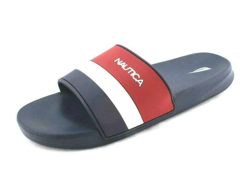 New NAUTICA Filton Size 12 Navy Blue, Red & White Slide Men's Sandals