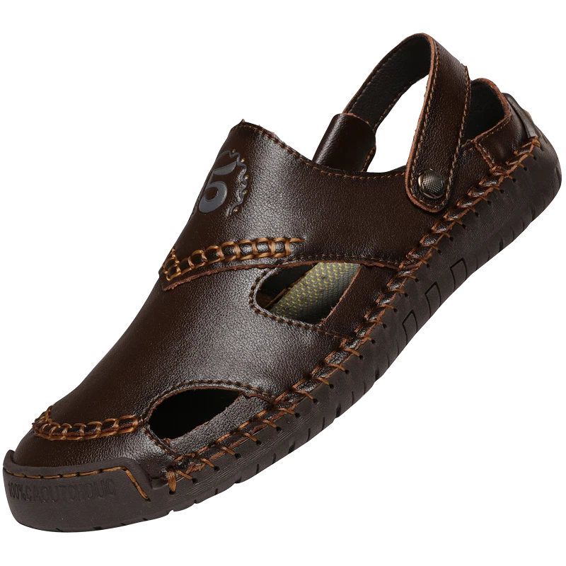 Men Sandals Genuine Leather Handmade Casual Slippers Outdoor Beach Roman Sandals