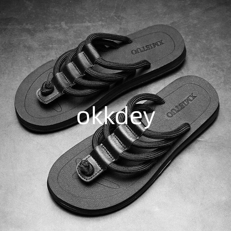 Chanclas De Verano Para Hombre Zapatos Planos Transpirables Cómodos Playa Casual