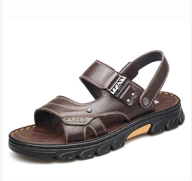 Summer Men's Sandals Casual Breathable Beach Shoes Faux Leather Outdoor Slippers