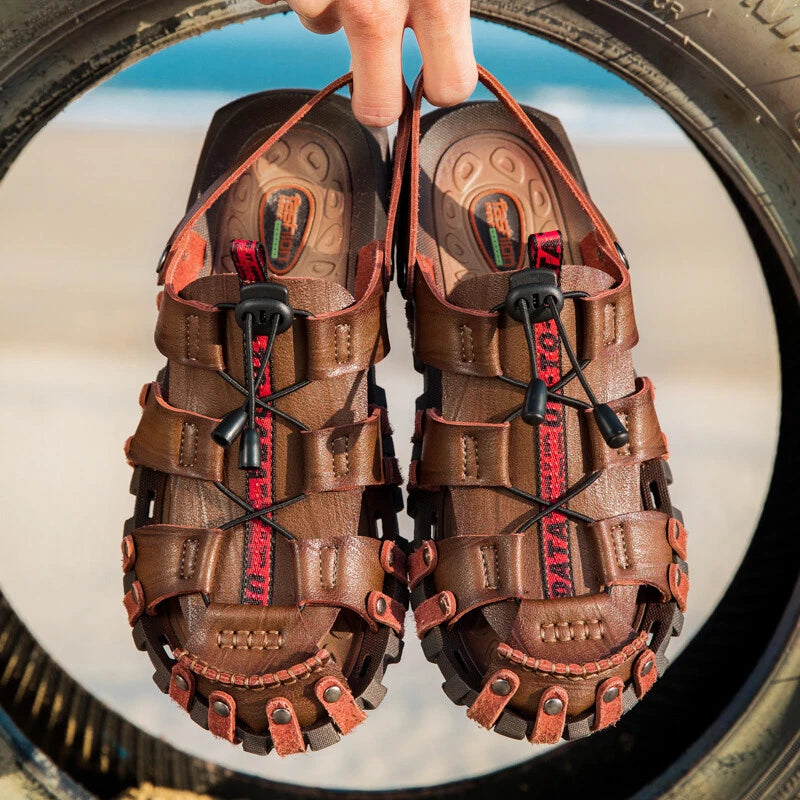 Men Closed Toe Sandals Summer Sports Walking Beach Shoes Casual Outdoor Slippers