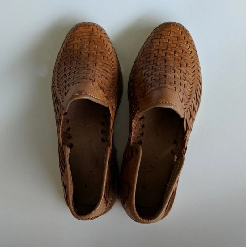 Mexican Huaraches Leather Sandals Size 5 Mexico Closed Toe Authentic Leather