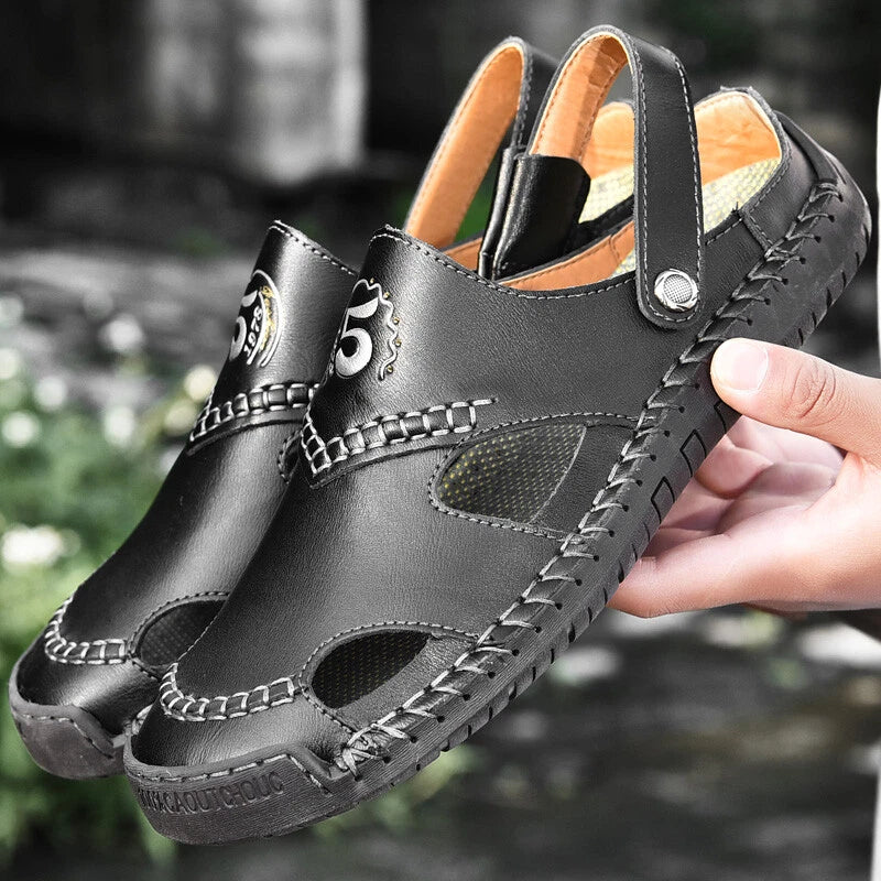 Men Sandals Genuine Leather Handmade Casual Slippers Outdoor Beach Roman Sandals