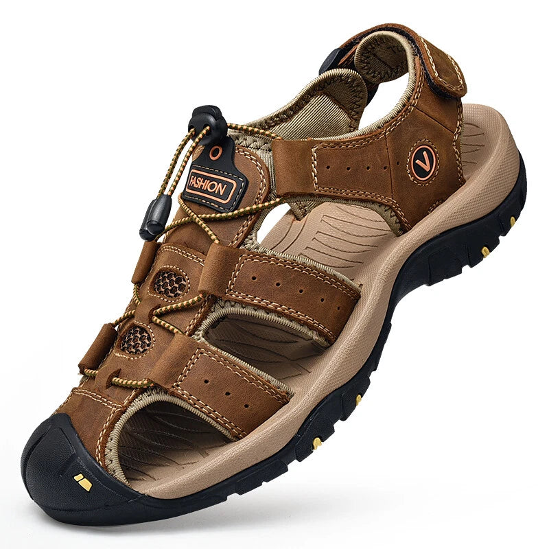 Genuine Leather Men's Casual Sandals Hiking Rome Beach Garden Slippers Sneakers
