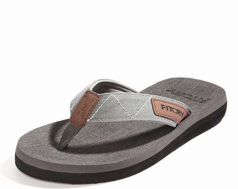 FITORY Men's Flip-Flops, Thongs Sandals Comfort Slippers for Beach 10, Grey