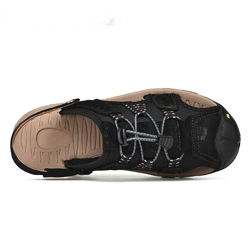 Mens Sandals Genuine Leather Summer Casual Shoes Outdoor Beach Slipper