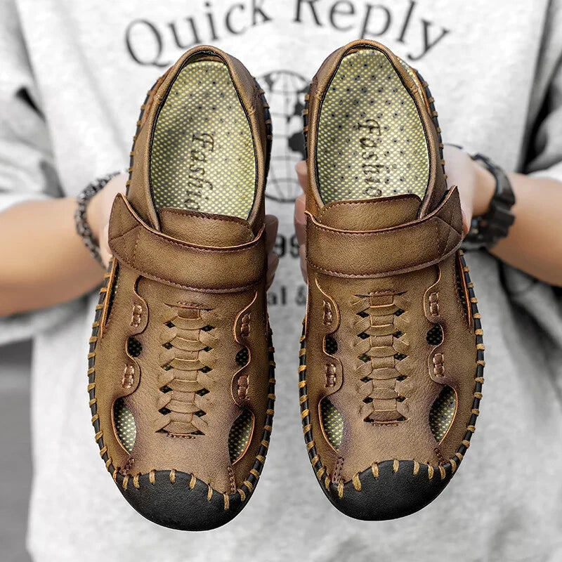 Handmade Genuine Leather Sandals for Men Summer Beach Sandals Men Slippers Shoes