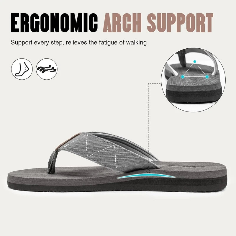 FITORY Men's Flip-Flops, Thongs Sandals Comfort Slippers for Beach 10, Grey