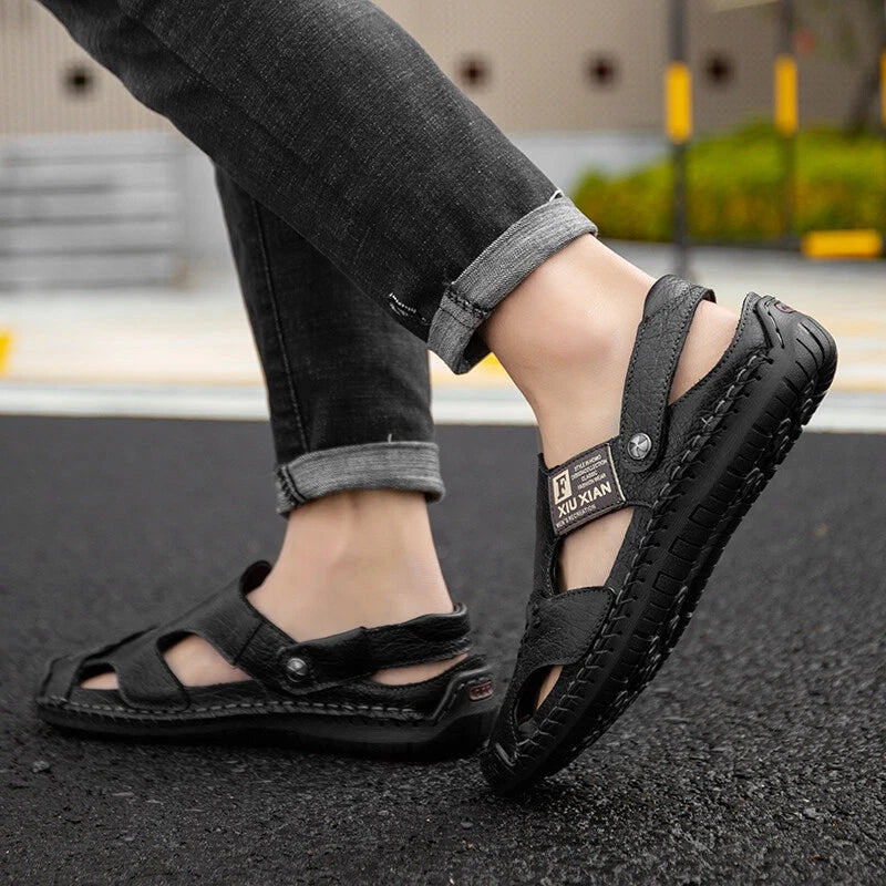 Genuine Leather Sneakers Summer Mens Casual Sandals Outdoor Beach Roman Slippers