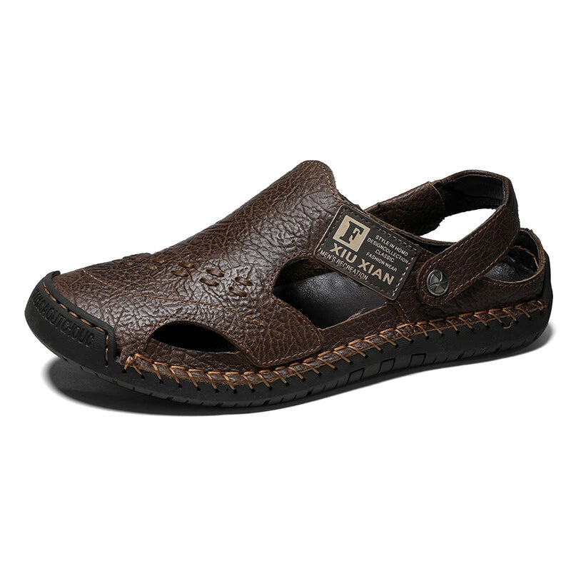 Genuine Leather Sneakers Summer Mens Casual Sandals Outdoor Beach Roman Slippers