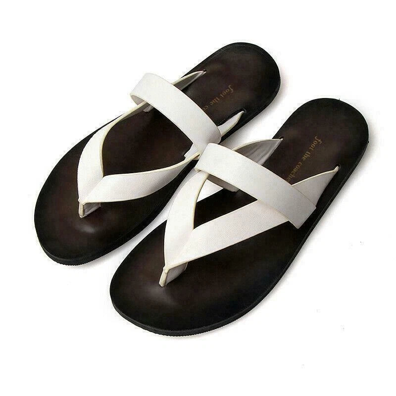 Men's Fashion Beach Outdoor Leather Summer Sandals with Straps Non-Slip Slippers